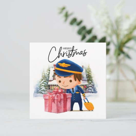 パイロットのユニフォームとクリスマスをテーマにした シーズンカード (スタンド正面)