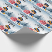 パイロットのユニフォームとクリスマスをテーマにした ラッピングペーパー (角)