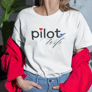 パイロットの妻のタイポグラフィとシンプルな飛行機のデザイン トライブレンドTシャツ