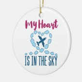 パイロットの妻ハートが空にいる セラミックオーナメント (左)