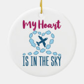 パイロットの妻ハートが空にいる セラミックオーナメント (裏面)