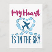パイロットの妻ハートが空にいる ポストカード (正面)