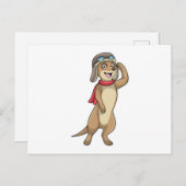 パイロットの帽子をかぶったミーアキャット ポストカード (正面/裏面)