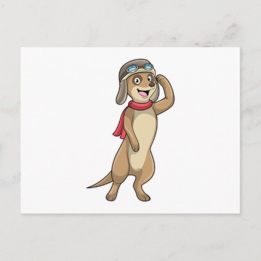 パイロットの帽子をかぶったミーアキャット ポストカード (正面)