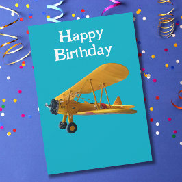 パイロットや航空好きへの誕生日プレゼントにステアマン複葉機の写真 シーズンカード