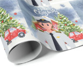 パイロットをテーマにしたクリスマスウーマン ラッピングペーパー (ロールコーナー)