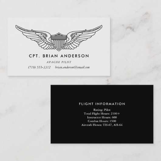 パイロットウイングズアーミーアビエータービジネスカード 名刺 (正面/裏面)