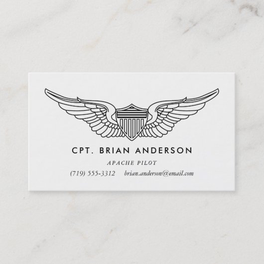 パイロットウイングズアーミーアビエータービジネスカード 名刺 (正面)