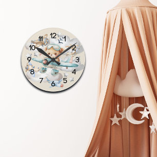 パイロットカスタムテディベア子供部屋 ラウンド壁時計