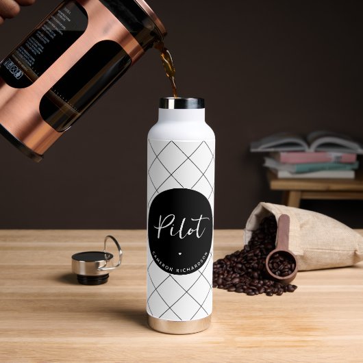 パイロットカスタム航空学校の卒業エレガント ウォーターボトル (コーヒー)