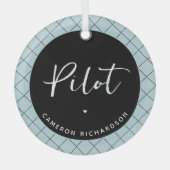 パイロットカスタム航空学校の卒業エレガント ガラスオーナメント (正面)