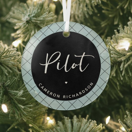 パイロットカスタム航空学校の卒業エレガント ガラスオーナメント (インサイチュ)