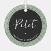 パイロットカスタム航空学校の卒業エレガント ガラスオーナメント (正面)