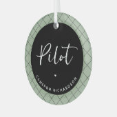 パイロットカスタム航空学校の卒業エレガント ガラスオーナメント (正面左)