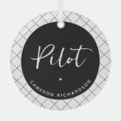 パイロットカスタム航空学校の卒業エレガント ガラスオーナメント (正面)
