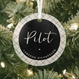 パイロットカスタム航空学校の卒業エレガント ガラスオーナメント