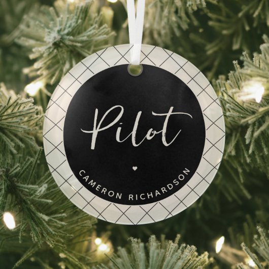 パイロットカスタム航空学校の卒業エレガント ガラスオーナメント (インサイチュ)