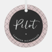 パイロットカスタム航空学校の卒業エレガント ガラスオーナメント (正面)