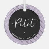 パイロットカスタム航空学校の卒業エレガント ガラスオーナメント (正面)