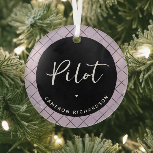 パイロットカスタム航空学校の卒業エレガント ガラスオーナメント (インサイチュ)