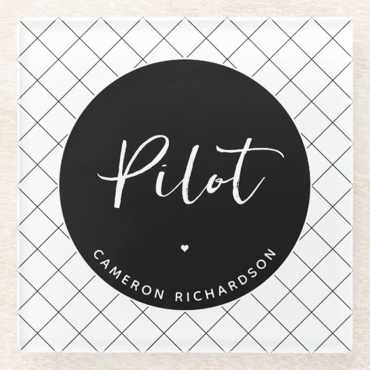 パイロットカスタム航空学校の卒業エレガント ガラスコースター (正面)