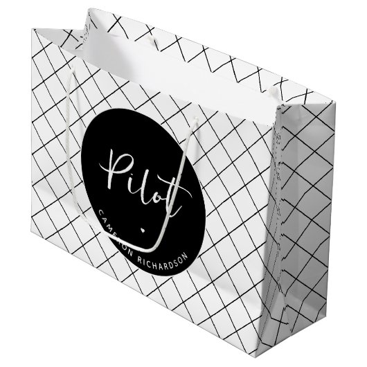 パイロットカスタム航空学校の卒業エレガント ラージペーパーバッグ (正面アングル)