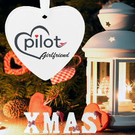 パイロットガールフレンドタイポグラフィ&飛行機，パーソナライズ オーナメント