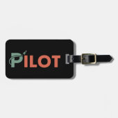 パイロットクールタイポグラフィおよびロケット、おもしろい、シンプル航空便 ラゲッジタグ (正面横)