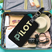 パイロットクールタイポグラフィおよびロケット、おもしろい、シンプル航空便 ラゲッジタグ