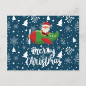 パイロットサンタクロース飛んでいるオンスカイメリークリスマス シーズンポストカード (正面)