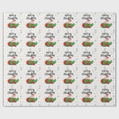 パイロットサンタ飛んでいるクロース雪片と空 ラッピングペーパー (フラット)