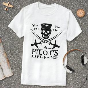 パイロットスカルおもしろいクロス飛行機海賊ユーモアLt Tシャツ