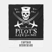 パイロットスカルおもしろい飛行機海賊ユーモア|カスタム件 フリースブランケット (正面)