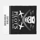 パイロットスカルおもしろい飛行機海賊ユーモア|カスタム件 フリースブランケット (正面(横))