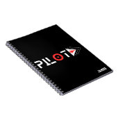 パイロットタイポグラフィおよびジェット機、ミニマリスト、カスタム ノートブック (右側)