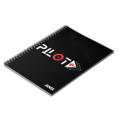 パイロットタイポグラフィおよびジェット機、ミニマリスト、カスタム ノートブック (左側)