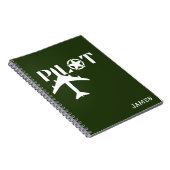 パイロットタイポグラフィと飛行機、ミニマリスト、パーソナライズ ノートブック (右側)