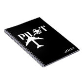 パイロットタイポグラフィと飛行機、ミニマリスト、パーソナライズ ノートブック (右側)