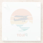 パイロットタイポグラフィ、ヴィンテージレトロシンプル、飛行機 ガラスコースター (裏面)