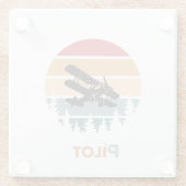 パイロットタイポグラフィ、ヴィンテージレトロシンプル、飛行機 ガラスコースター (裏面)