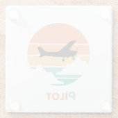 パイロットタイポグラフィ、ヴィンテージレトロシンプル、飛行機Gl ガラスコースター (裏面)