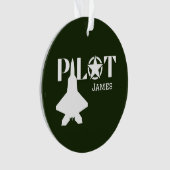 パイロットタイポグラフィ&軍隊飛行機,ミニマリスト オーナメント (正面)