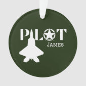 パイロットタイポグラフィ&軍隊飛行機,ミニマリスト オーナメント (正面)