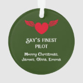 パイロットタイポグラフィ&軍隊飛行機，ミニマリスト オーナメント (裏面)