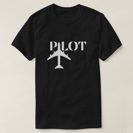 パイロットタイポグラフィ&飛行機、航空、ミニマリスト Tシャツ (デザイン正面)