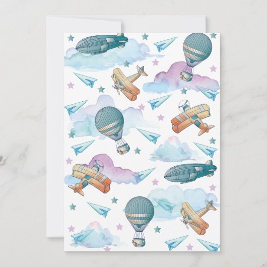 パイロットテディベアファースト誕生日キッズ 招待状 (裏面)