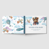 パイロットテディベア赤ちゃんシャワーの願いベビー ゲストブック (全面)