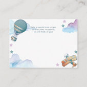 パイロットテディベア赤ちゃんシャワーベビー本 エンクロージャーカード (裏面)