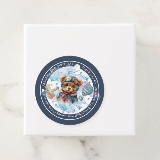パイロットパーソナライズされたテディベア誕生日 – ベビーシャワー フェイバータグ (インサイチュ)