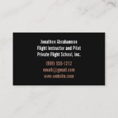 パイロットフライトインストラクターブラックバラ金ゴールドゲート 名刺 (裏面)